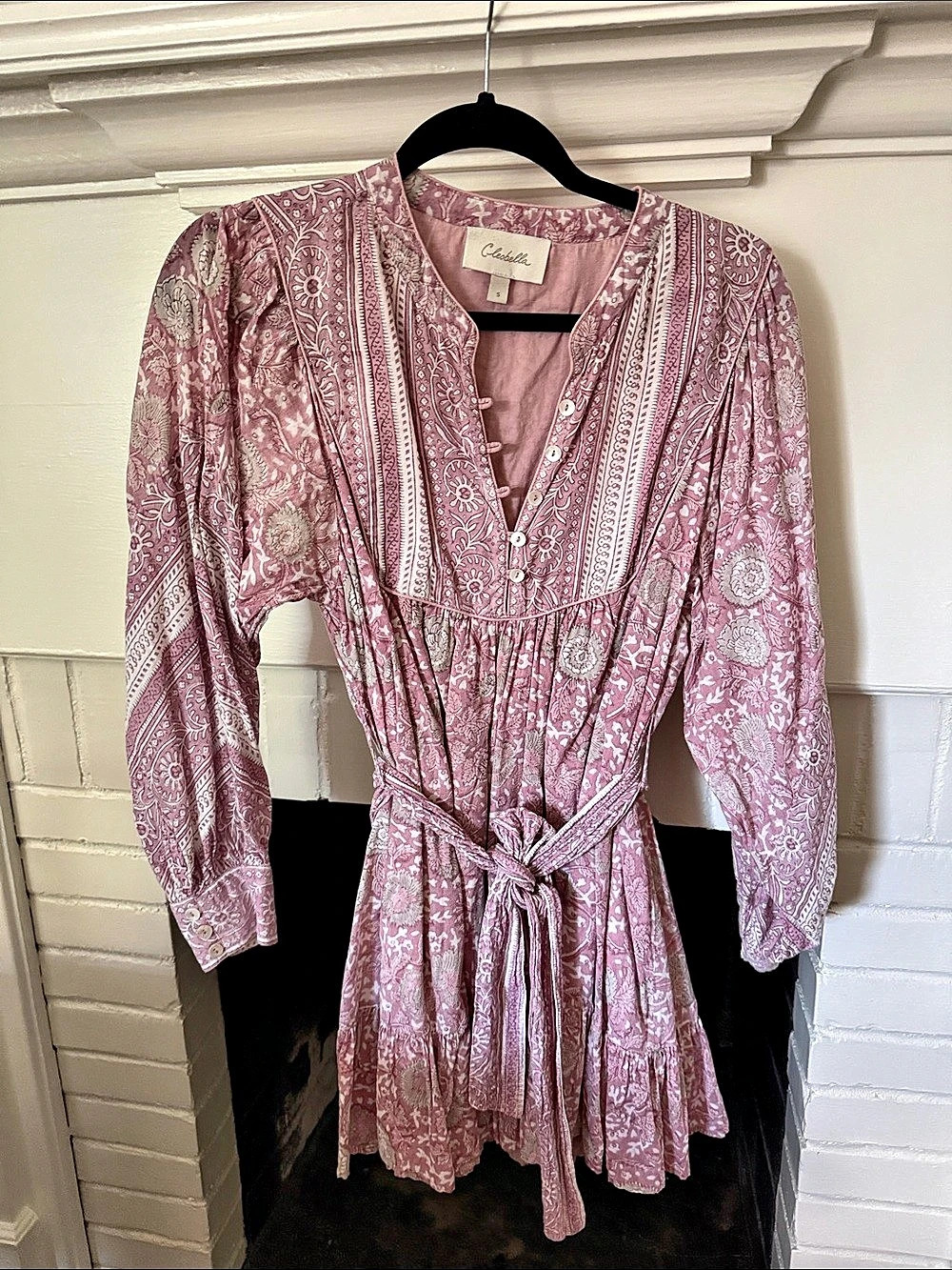 Cleobella Magdalena Mini Dress Paisley Mini Dress in Pink Like New
